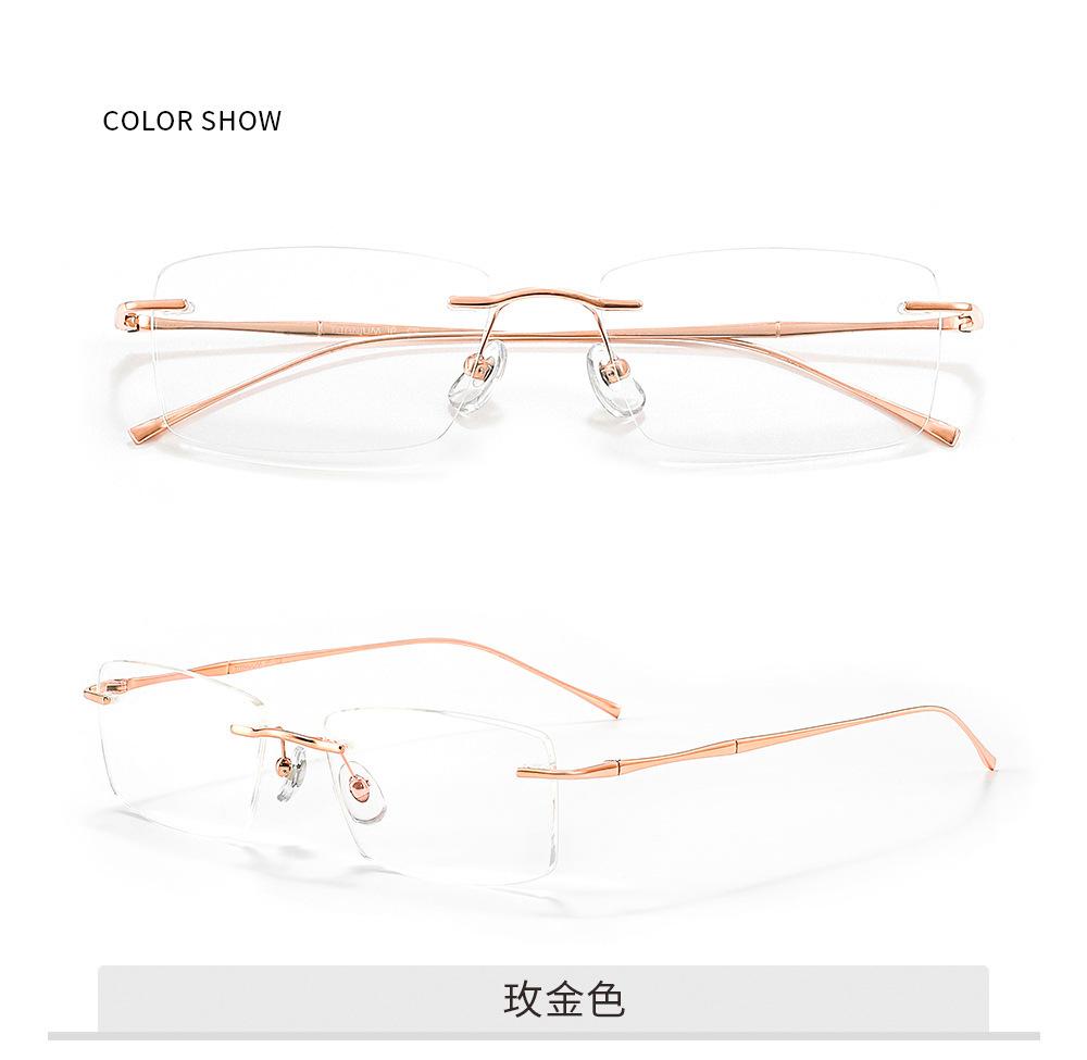 Fashion Rimless Business Eyewear Ultra Light Pure Titanium Luxury Optical Prescription Eyeglasses Man Woman Big Size Spectacle