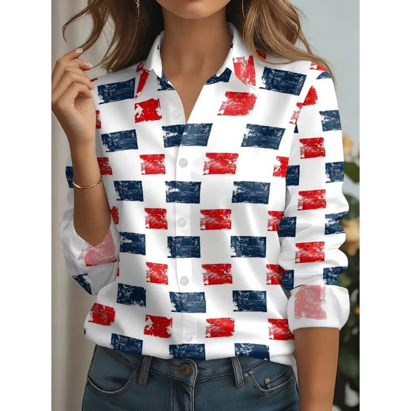 2026 Autumn New 3D Floral Print Blouse Ladies Long Sleeve Button Laple Loose Shirt Tops Casual Fashion Spring Women's Clothing