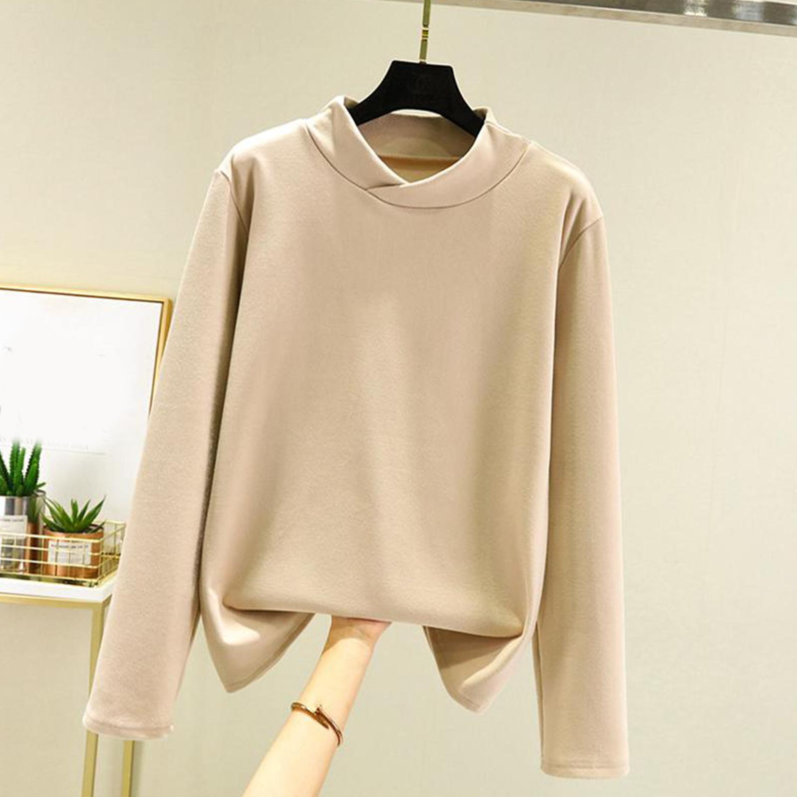 

Ladies Loose Comfortable Casual Fashionable And Warm Underwear With Seamless Cross Collar And Thick Velvet Large Size Top XL хаки