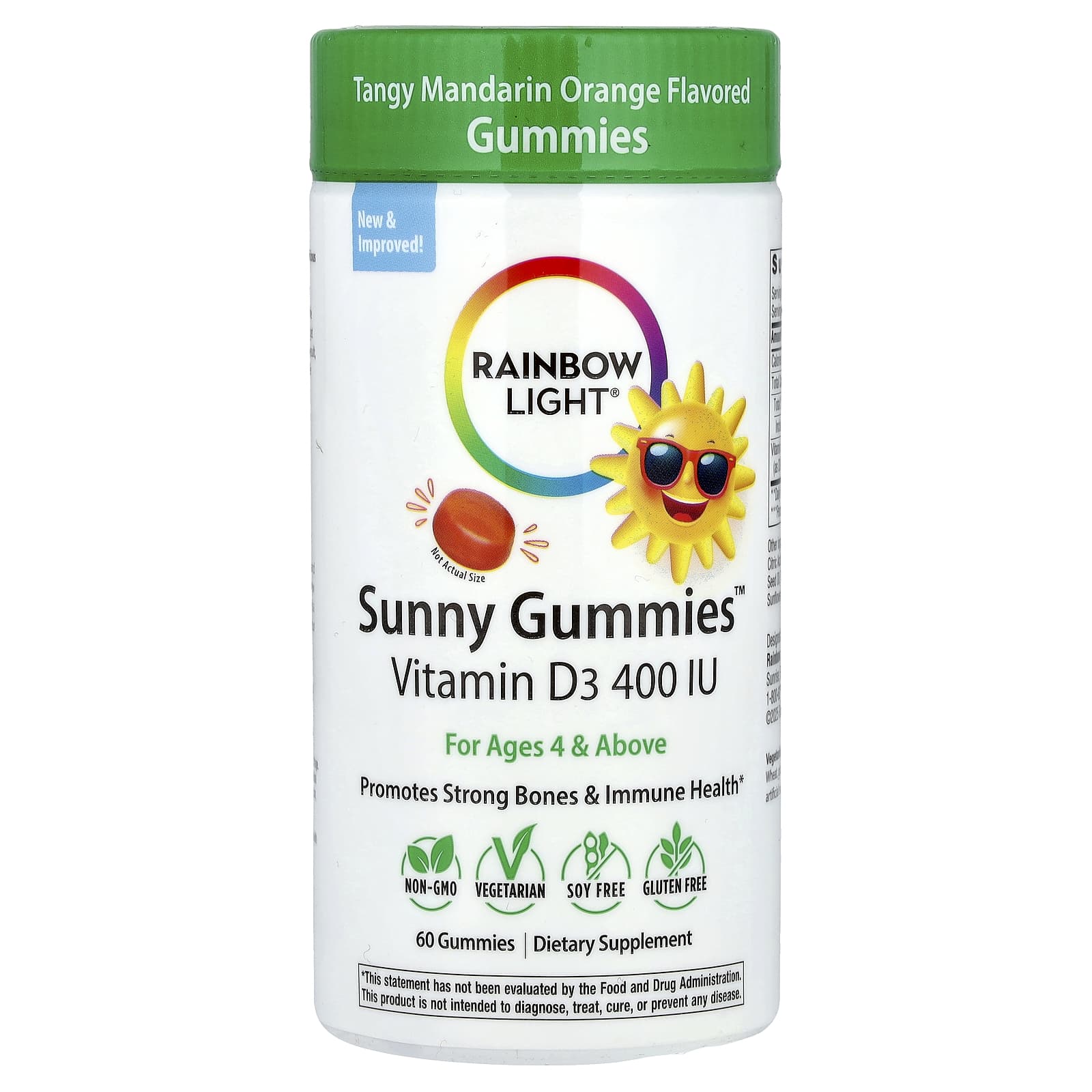 

Sunny Gummies™, Vitamin D3, Ages 4+, Tangy Mandarin Orange, 10Mcg (400Iu), 60 Gummies