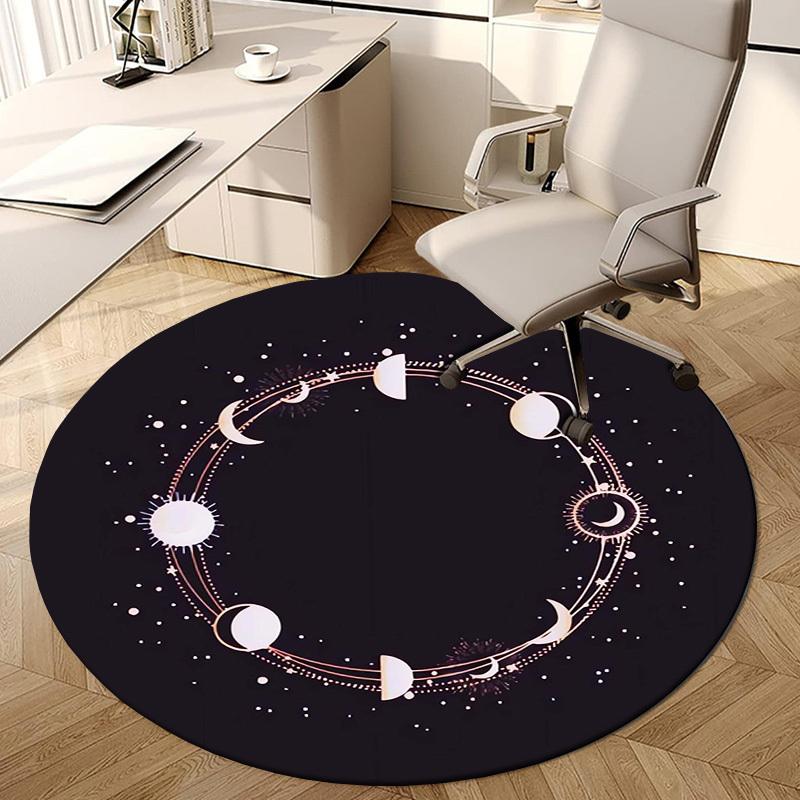 1pc Office Carpet Chair Mats Moon Phases Circle Artwork Perfect for Decorating Office Chairss, Or Bedrooms.YDT389