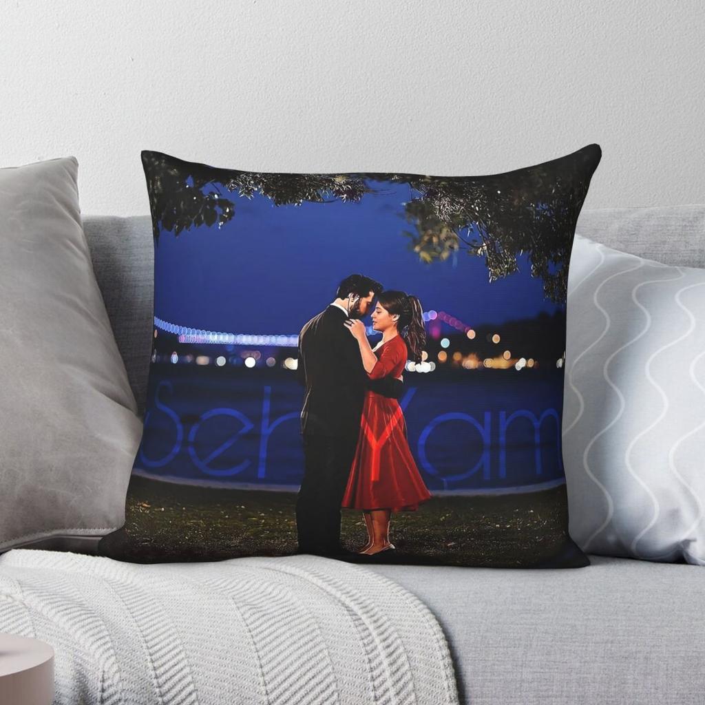 Sen Cal Kapimi Kerem Bursin Hande Ercel Pillowcase Polyester Linen Velvet Pattern Zip Decorative Pillow Case Bed Cushion Cover