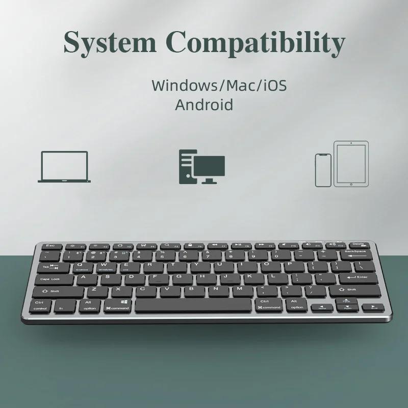 Bluetooth Wireless Keyboard 78 Keys Multi-Device Sync Keyboard Mini Multimedia Keyboard For Laptop PC  iPad MacbookTablet