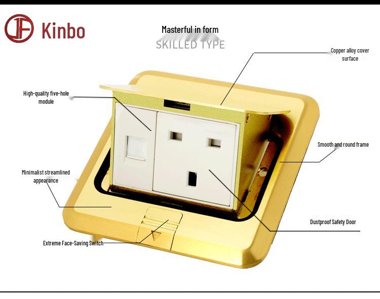 Gold Copper Universal Pop-up Floor Socket with Slow Rise