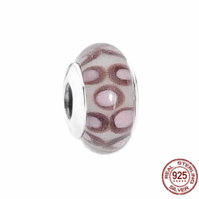 925 Sterling Silver White Red Blue Lucky Four -Leaf Clover Murano Glass Charm Jewelry Bead Fit Sweet Fasion Bracelet