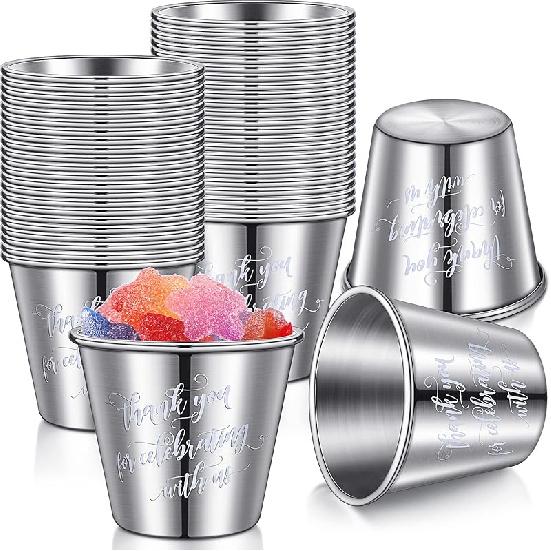 48 шт. Свадебные рюмки из нержавеющей стали Оптом Набор свадебных сувениров Забавные рюмки Металлические рюмки Стальные стаканы для напитков для холостяцкой вечеринки 48