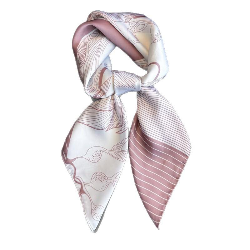 Blue and white art printing fashion silk scarf square scarf high-end shawl sunscreen neck small square scarf headscarf women's scarf