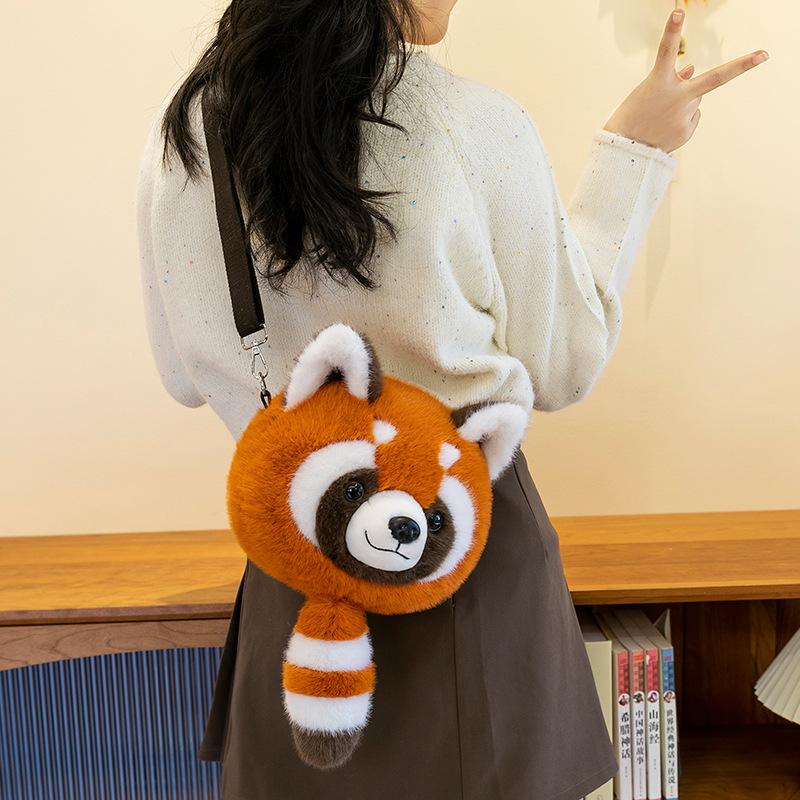 

Плюшевая сумка-пандочка через плечо с набивкой из ПП хлопка для аксессуаров и наряда Raccoon