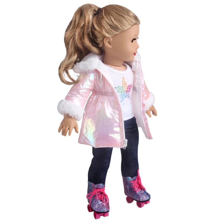Long Coat Winter Doll Clothes For 18 Inch Girl Dolls Soft Plush Outfit Set Simple Wear Design