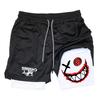 Men's Smiling Face Printed Fitness Shorts Double-Layer 2-in-1 Quick Drying Fitness Outdoor Leisure Training Sports Shorts RL0234