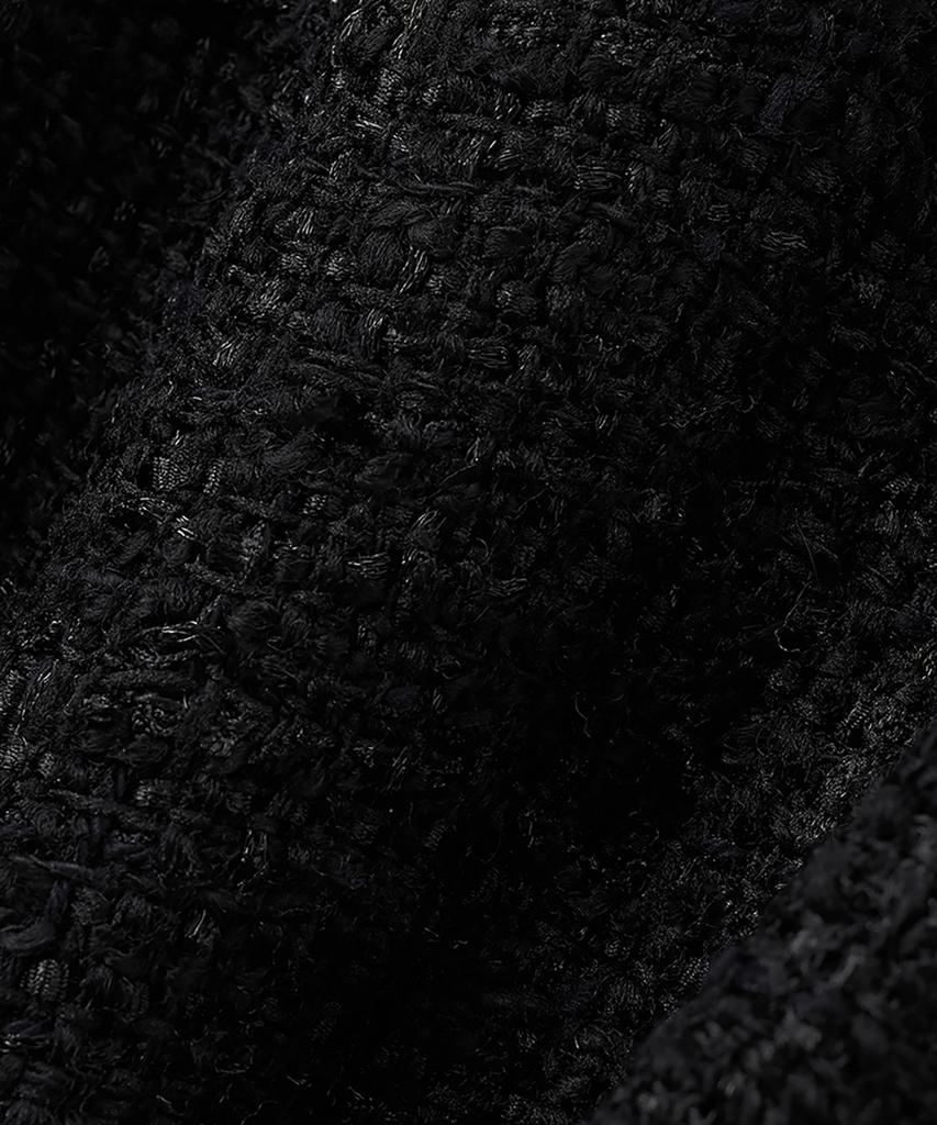 Noirer Fancy Tweed Double-Breasted Coat (Black)
