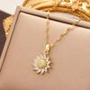 Shiny Sunflower Pendant Necklace For Women Girls Sweet Stainless Steel Clavicle Chain Jewelry Accessories Gift