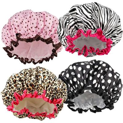 Elastic Shower Cap Double Layered Shower Hair Cover Universal Bath Hat