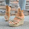 Fashion Women Wedge Sandals 2025 New Narrow Band Dress High Heels Wedges Shoes Women Brand Buckle Strap Women Sandals Sandalias De Mujer