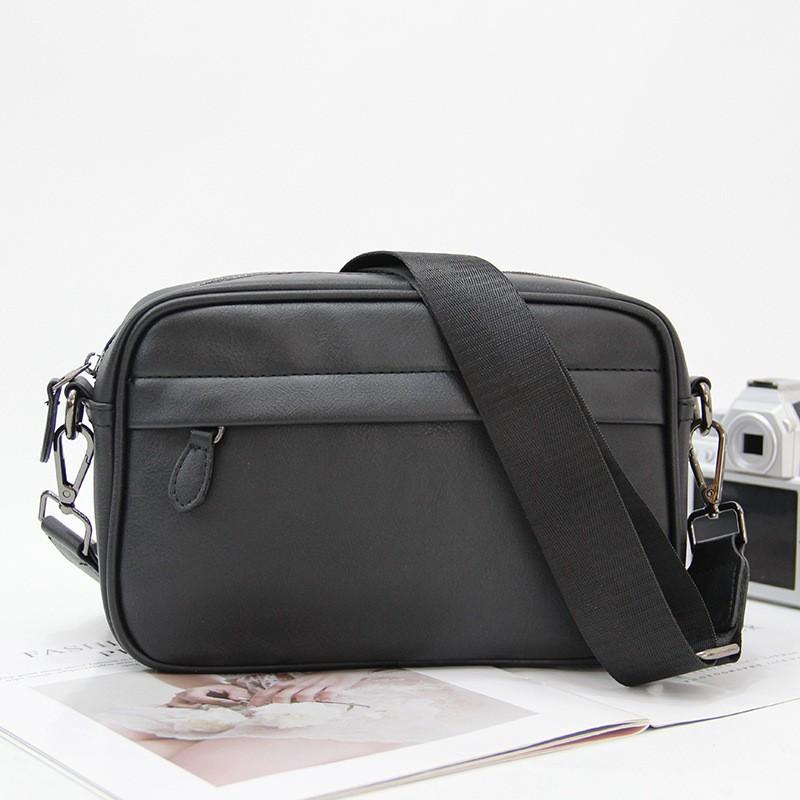 Fashionable Fashion Brand Men s Casual Horizontal Shoulder Bag Korean Leather Crossbody Small Square Backpack чёрный