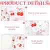 Cherry Party Decorations,Cherry Bow Birthday Banner Cherry Disposable Tablecloth Tattoo Stickers Fan-Shaped Cherry Bow Paper Plates with Napkin Sets