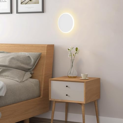 KAWELL Wall-Mounted Bracket Light, Stylish Ambient Lighting, Round, Reading Light, 3-Level Dimming and Color Adjustment, Size 14*14cm, No Installation