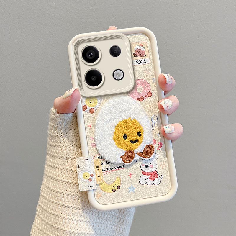 KEYSION Cartoon Niedlich Plüsch Stickerei Hülle für Xiaomi POCO X6 mit Lanyard Silikon Stoßfest Handyhülle für Redmi Note 13 Pro 5G
