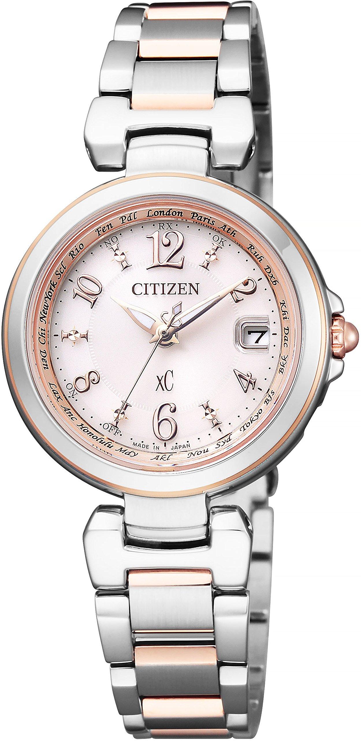 

[Citizen] Радіокерований годинник Cross Sea Eco Drive з нержавіючої сталі Happy Flight EC1036-53W для жінок