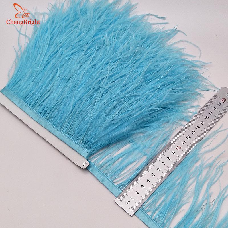 FeatherChengBright High Quality 10Yards Mint Green Ostrich Feather Ribbon Ostrich Feathers Trim Fringe Clothing Decoration