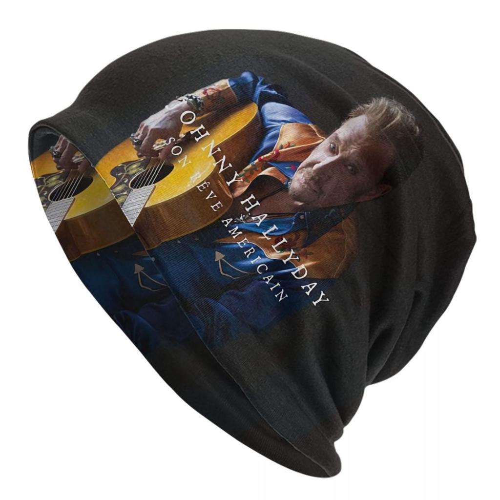 Individuelle Johnny Hallyday Mütze Gestrickte Mütze Unisex Damen Hip Hop Unisex Französischer Popsänger Winter Warm Skullies Beanies Mützen