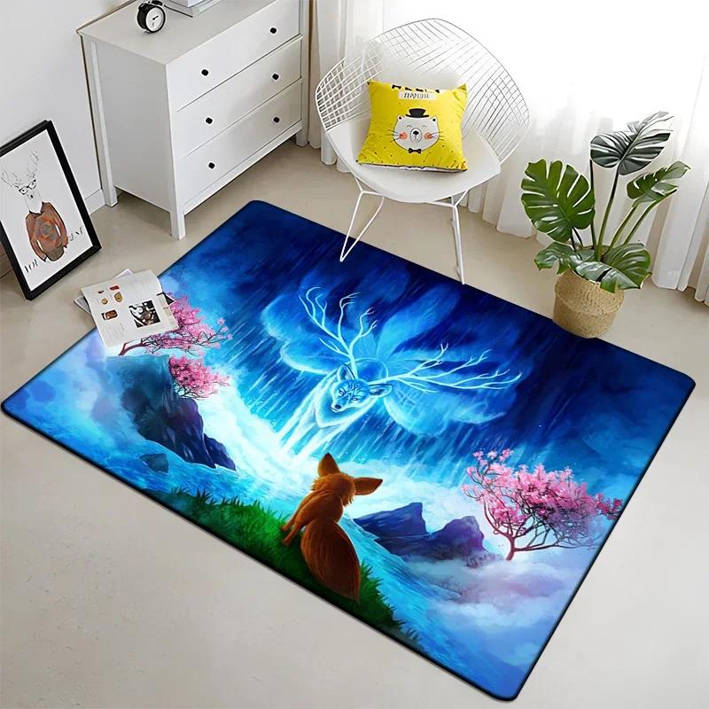 Wolf and Moon Pattern Carpet for Living Room Bedroom Home Decor Non-Slip Sofa Coffee Table Large Area Rug Soft Yoga Floor Mat
