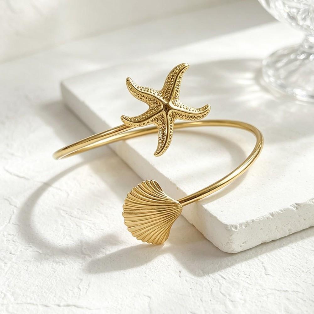 Ocean Style Upper Arm Cuff Bracelet Gold Color Cuff Arm Ring Vintage Spiral Arm Bracelet Women
