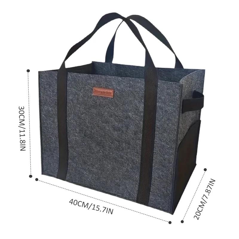 

Large Reusable Felt Grocery Storage Bags-Collapsible Utility Shopping Tote Handbag Ideal for Picnic Beach Pool Travel Daily Use 30x40x20cm темно-сірий