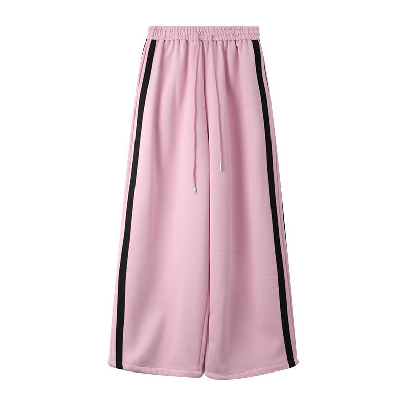 2025 Autumn Women s High-Waist Pink Sweatpants, Korean Style, Wide-Leg Casual for Students S