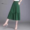 Damen Midirock, elastischer hoher Taillen-A-Linien-Langer Rock mit Taschen, einfarbig, dünner Stil, schlankmachender Designrock