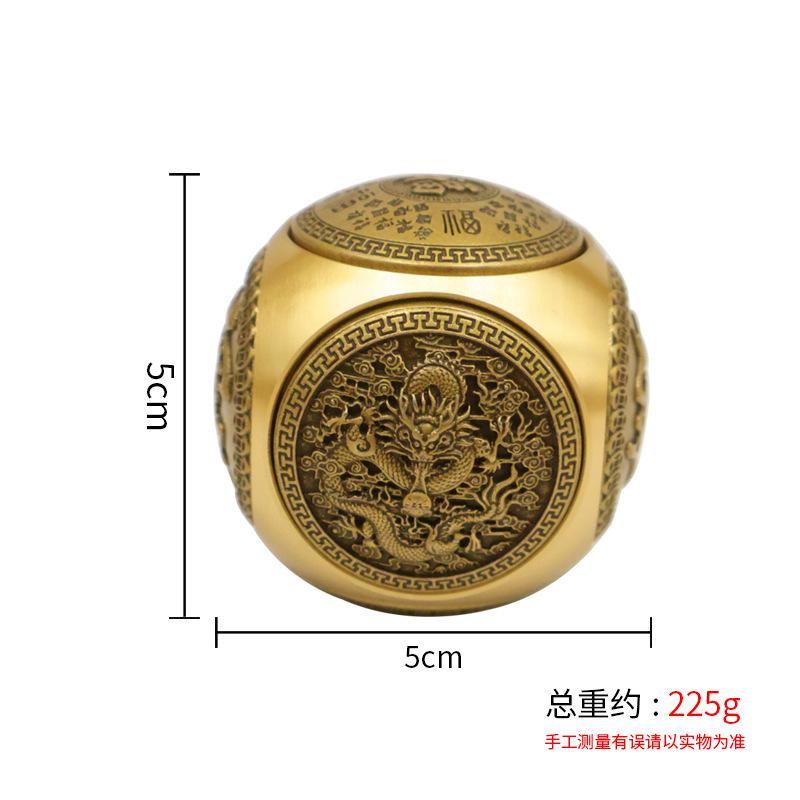 Brass Six-Sided Rotating Stress Relief Handle Office Study Desk Creative Ornament Copper Craft Small Copperware
