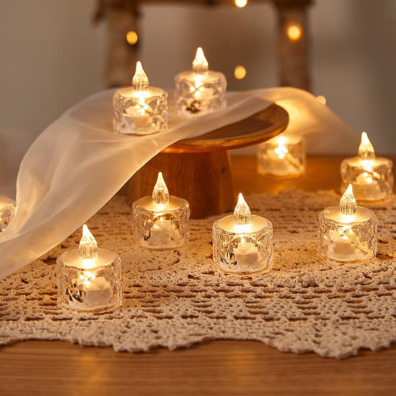 6pcs Electronic Candle Night Light, Bedside Light Atmosphere Light Courtship Proposal Electronic Candle Light Ornaments, Christmas Decorations Light