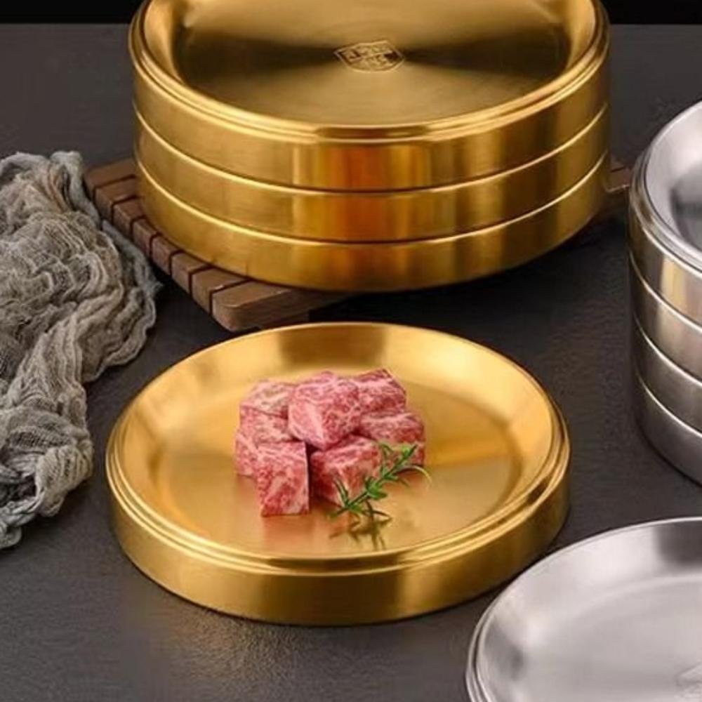 Thickened Barbecue Tray 304 Stainless Steel Steak Salad Plate Fruit Cake Tray  Kitchen