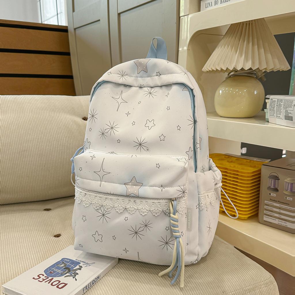 Schoolbagins wind backpack schoolbag cute cloud pendant simple fresh fashion versatile backpack Korean version of campus sweet