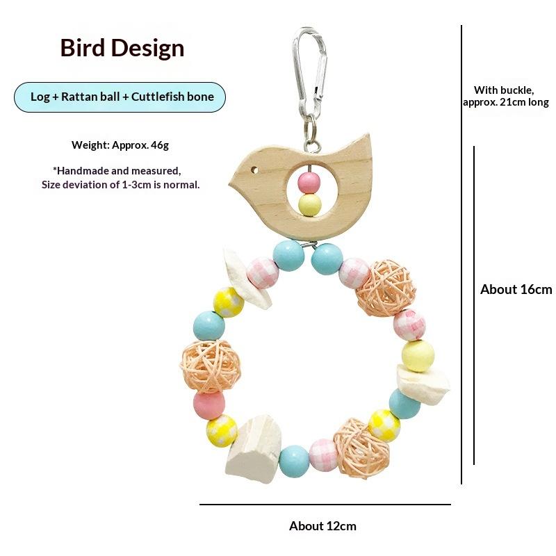 Eco-Friendly Wood Bird Swing Chew Toy for Parrots & Other Birds-Durable Boredom Buster Pet Toy Indoor/Outdoor Use