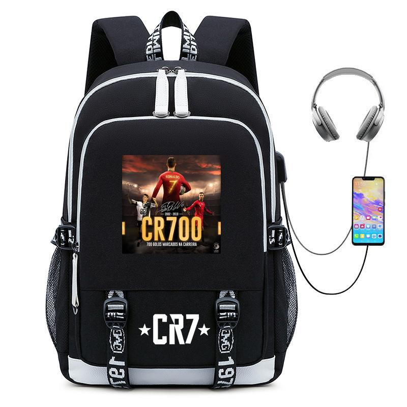 Football Star Collection Teen Primary And Secondary School Student School Bag Usb Men'S And Women'S Casual Backpack