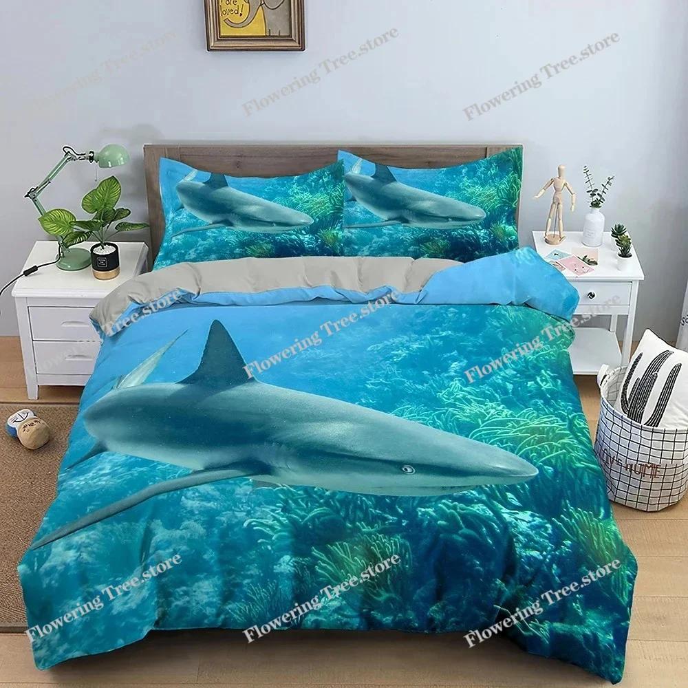 Juego de Cama Delfín Patrón Animal Funda Nórdica Fundas de Edredón Individual King Size Funda de Edredón con Funda de Almohada Textil para el Hogar