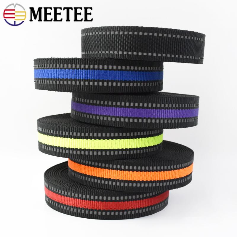 5/10M 15/20/25mm Reflective Webbing Tape Decorative Ribbon Band Bag Strap Clothing Dog Collar Binding Tapes DIY Sewing Accessory