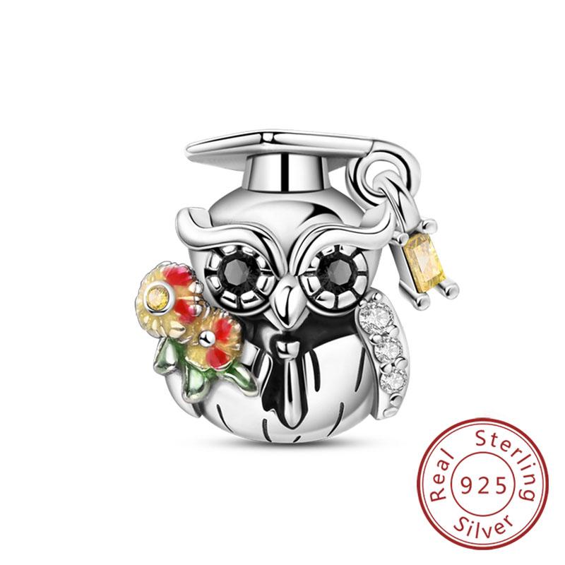 New Original Copper Charms Beads Pendant Owl Bow Round Simple Zircon Beads For Women Fine Jewelry Making