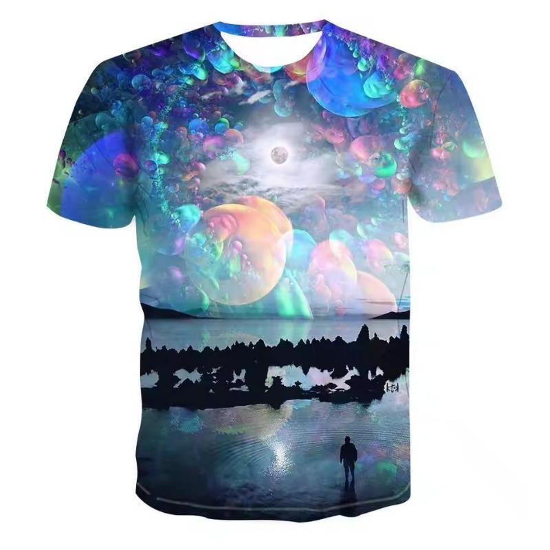 Summer Sunset Scenery Graphic T Shirts Fashion Men's T-shirts with Natural Landscape Pattern Casual Handsome 3D Print T-shirt