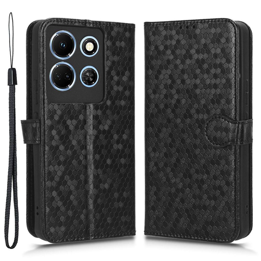 

Для Infinix Note 30 5G Кожаный кошелек Чехол для телефона Точечная печать Противоударная Обложка-подставка Black