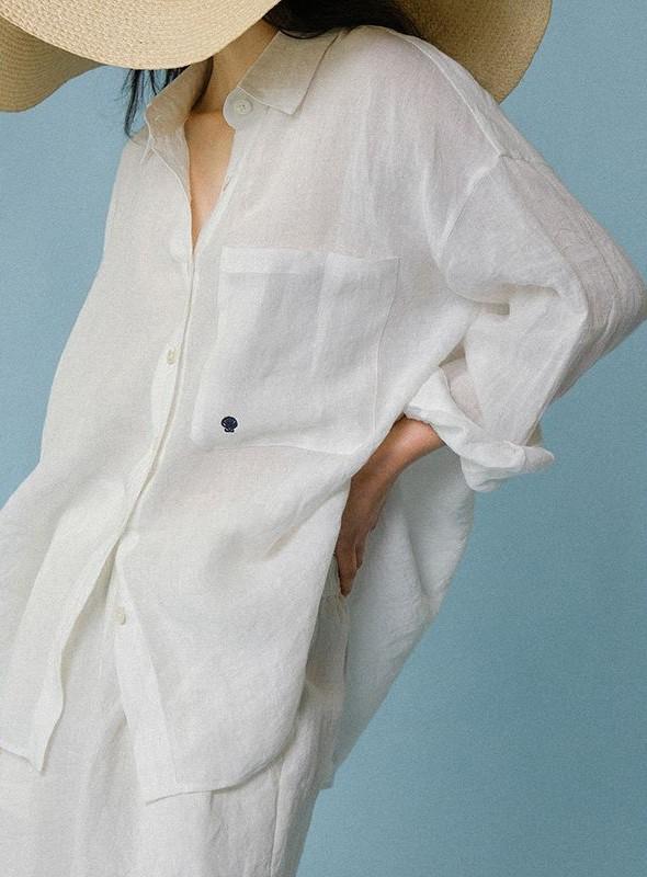 White shirt blouse new long-sleeved casual linen shirt blouse top