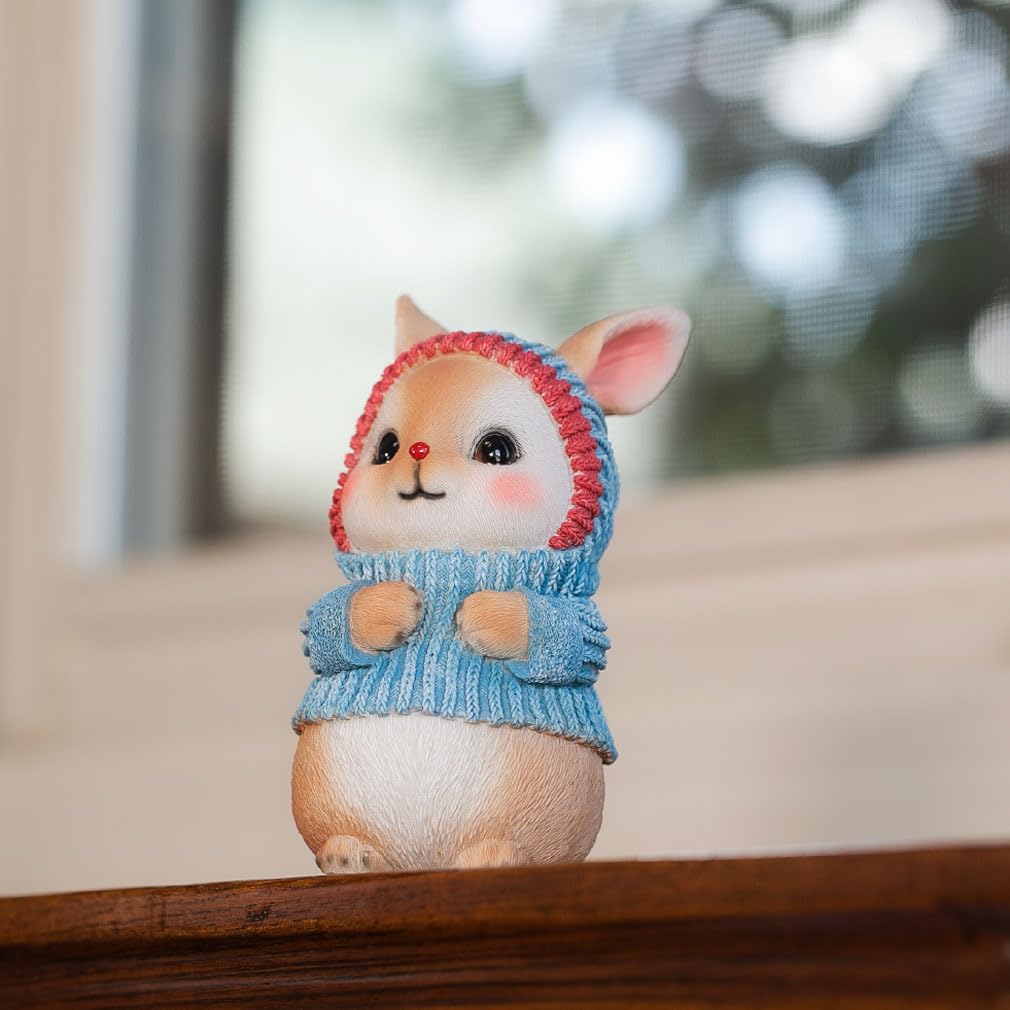 Rabbit Interior Gardening Knitted Birthday Gift for Perfect Gift cb014d [Devalier] Figurine, Decor, Ornament, Resin, Hat, Present, Women, [Authentic]