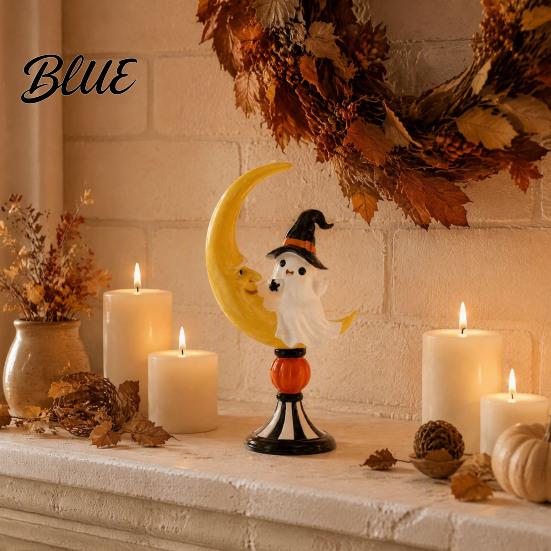 Holiday Party Supplies Halloween Ghost And Moon Resin Ornaments Cute Spooky Tabletop Figurine Festive Pieces Statue with Pumpkin Elements