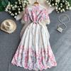 Elegant A-Line Dress for Women High-Quality Embroidery Flower Stand Collar Short Sleeve Fashion Runway Summer Dress Female 2026