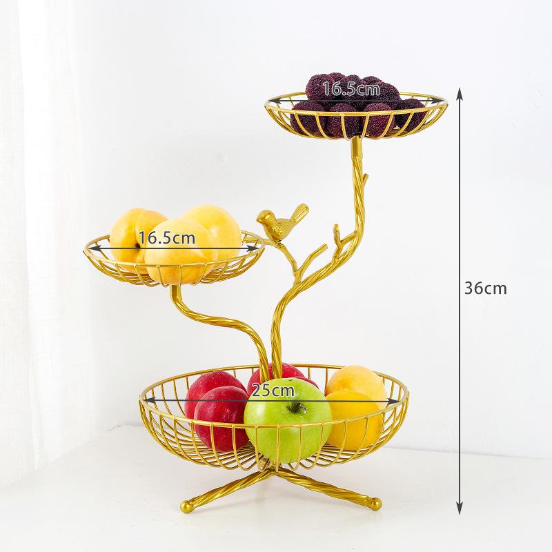 Modern Three-Tier Fruit and Snack Bowl - Iron Art Storage Basket золотой
