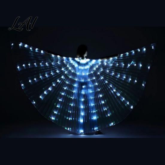 LED Belly Dance Wings Light Up for Adults Kids Glowing Halloween Costume Performance Props Colorful with Lights Luminous Foldable Stage Shows
