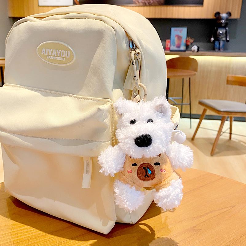 Charming West Highland Terrier Plush Keychain - Cute Puppy Pendant Bag Charm Gift