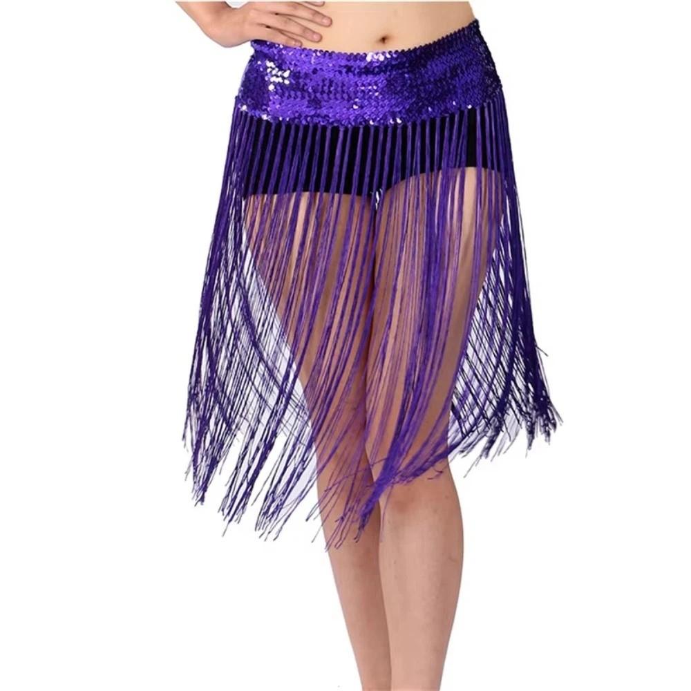 Glitter Sequins Belly Dance Belt Long Tassel Sequin Waist Chain Boho Hip Scarf Skirt  Belly Dancing