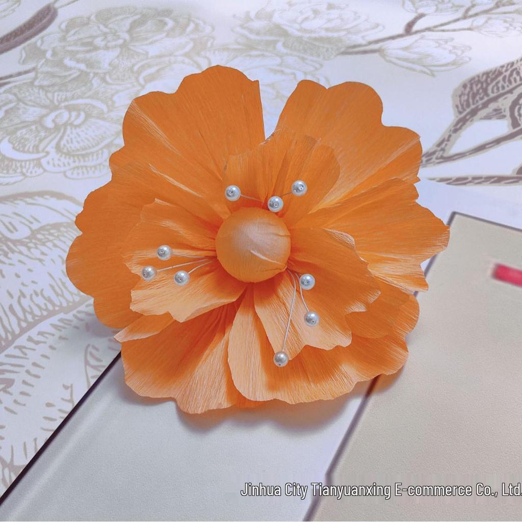 3D Pearl Creased Paper Flowers for Wedding and Party Decoration